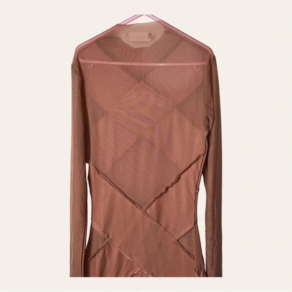 Grayscale XS Brown Bandage Mesh Mini Dress Long Sleeve Party‎ Cocktail - Picture 9 of 10